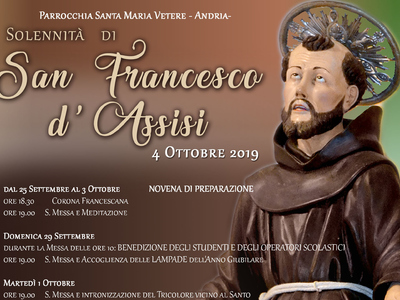 Festa di San Francesco, il programma del Convento Santa Maria Vetere
