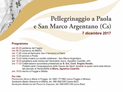 Pellegrinaggio a San Marco Argentano per il Venerabile Mons. Agostino Castrillo