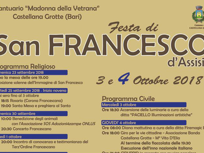 Festa di S. Francesco d'Assisi - Santuario Madonna della Vetrana, Castellana Grotte (Ba)