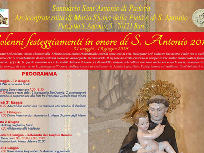 Solenni festeggiamenti in onore di S. Antonio - Santuario S. Antonio in Bari 